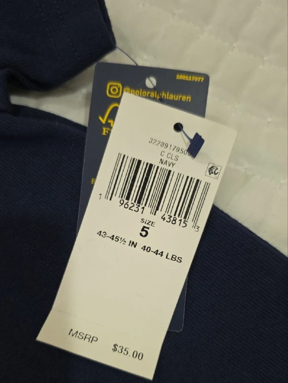 Ralph Lauren Navy Blue Kids Tee with Red Pony